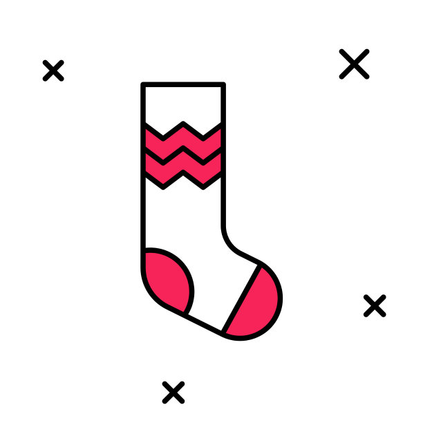 填充轮廓袜子图标孤立在白色图片下载