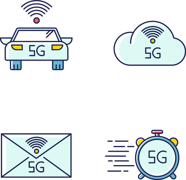5G无线技术RGB彩色图标集图片下载