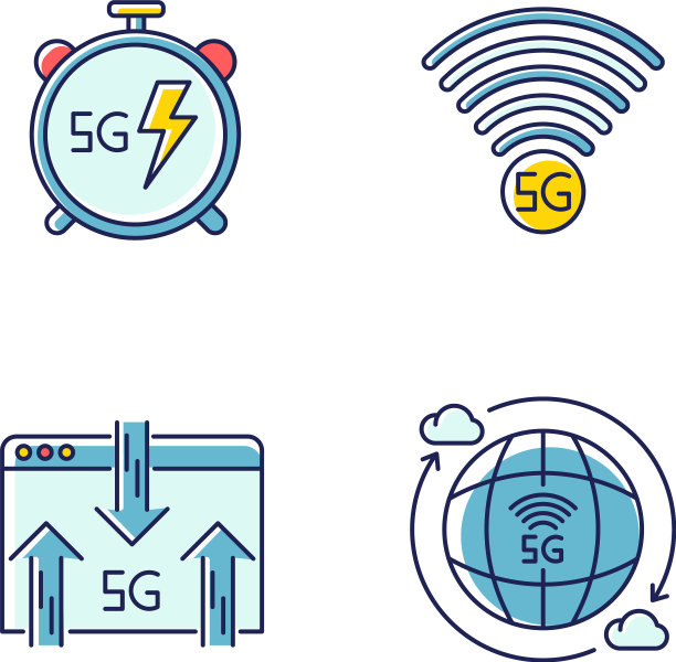 5G无线技术RGB颜色图标合集图片下载