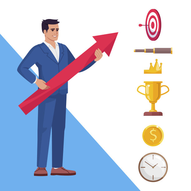 工作场所的目标和目标设定半平RGB图片下载