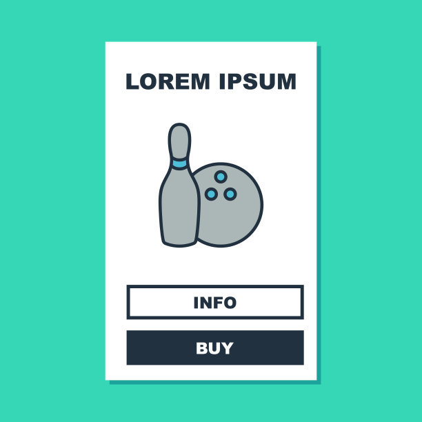 填充轮廓保龄球瓶和球图标孤立图片下载