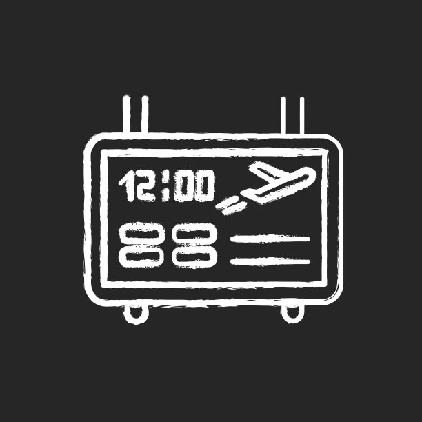 机场记分牌粉笔白色图标黑色图片下载