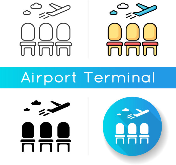 机场休息室图标等待大厅前飞机图片下载