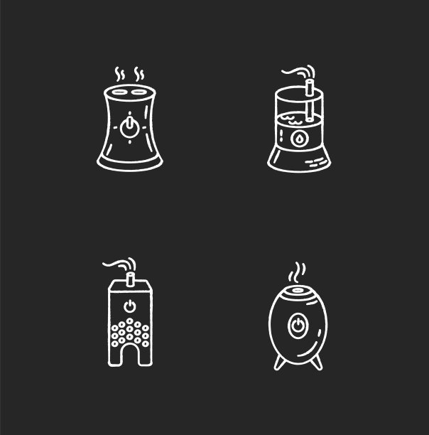 黑色背景上的白色水蒸发器图标图片下载