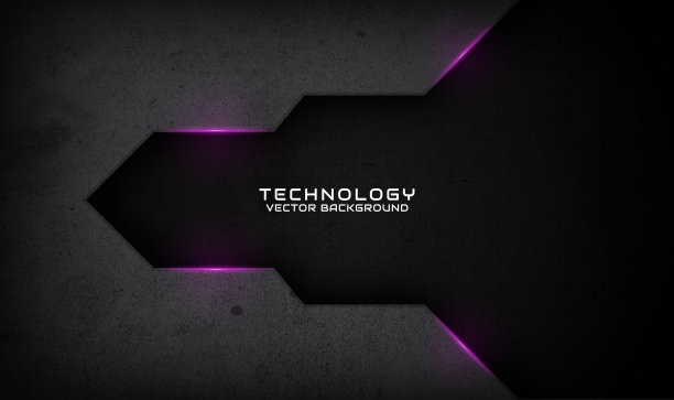 3D黑色技术抽象背景重叠层在暗空间与紫光效果装饰。平面设计元素未来风格概念横幅，传单，卡片，封面，或着陆页图片下载