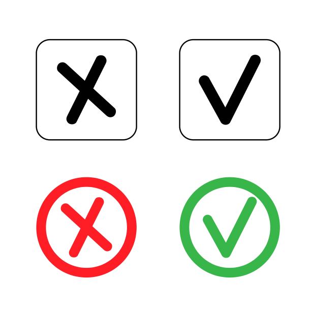 勾选和x标记图标的应用程序和网站。图片下载