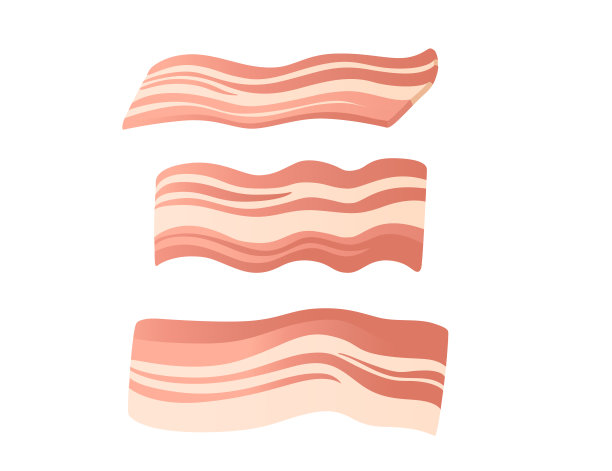 切片培根矢量插图在白色背景图片下载