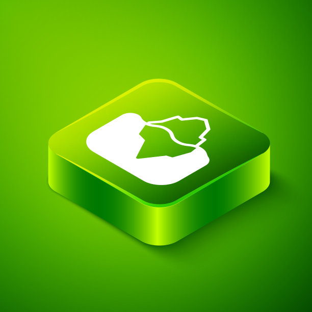 绿色上孤立的等距冰山图标图片下载