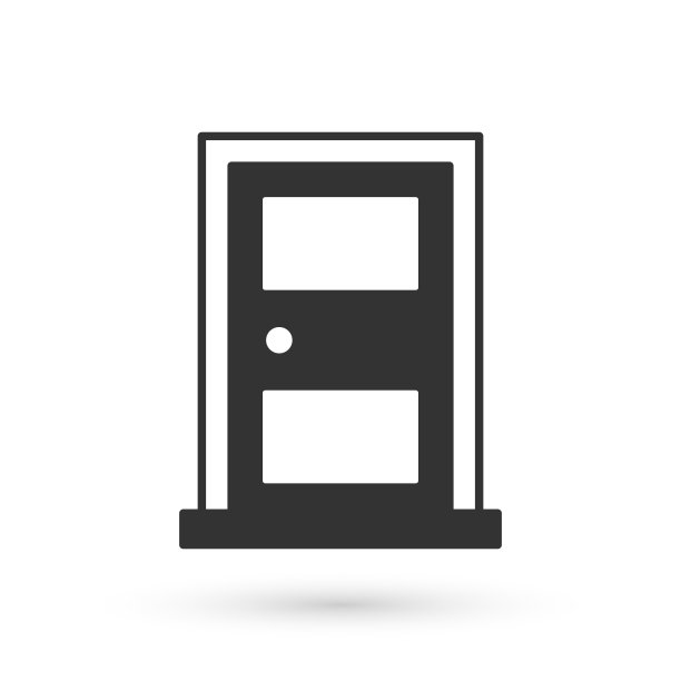 灰色关闭的门图标孤立在白色背景图片下载