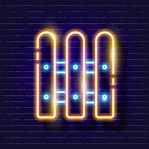 木制栅栏霓虹灯图标。园艺和农业概念。矢量标志设计，网站，招牌，横幅，广告。图片下载