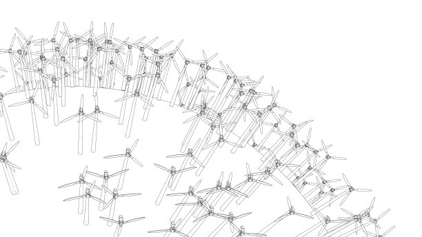 圆形星球上的电动风力涡轮机。向量图片下载