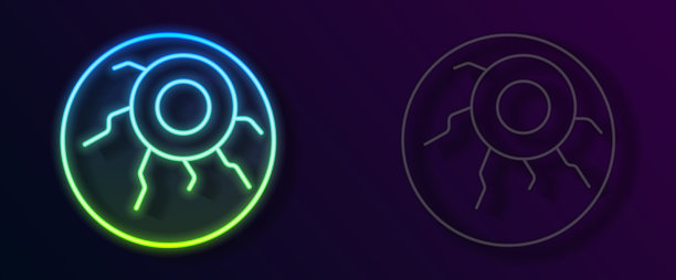 发光的霓虹灯线眼睛图标孤立在黑色图片下载