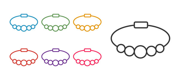 设置线手镯首饰图标孤立在白色图片下载