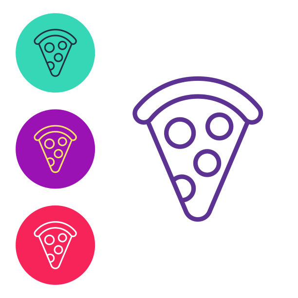 设置线切片的比萨饼图标孤立在白色图片下载