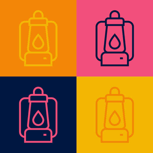 波普艺术线露营灯图标孤立上图片下载