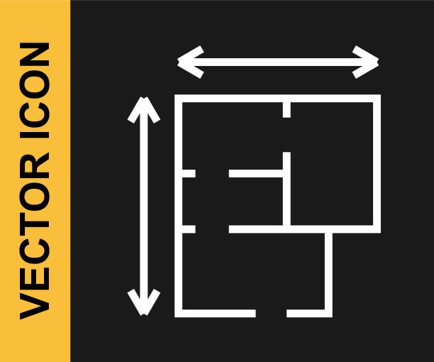 白线房子平面图图标孤立在黑色上图片下载