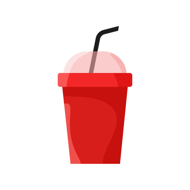 红色塑料杯和吸管隔离在白色背景上图片下载