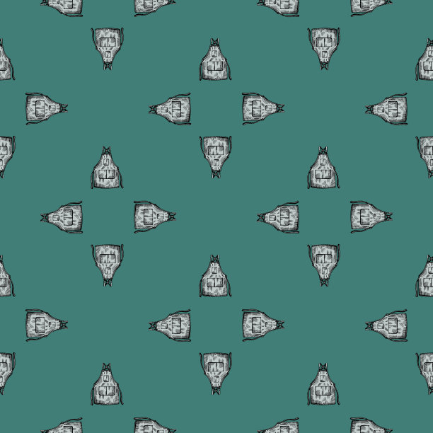 围裙上刻着无缝图案。复古背景厨房手绘风格。图片下载