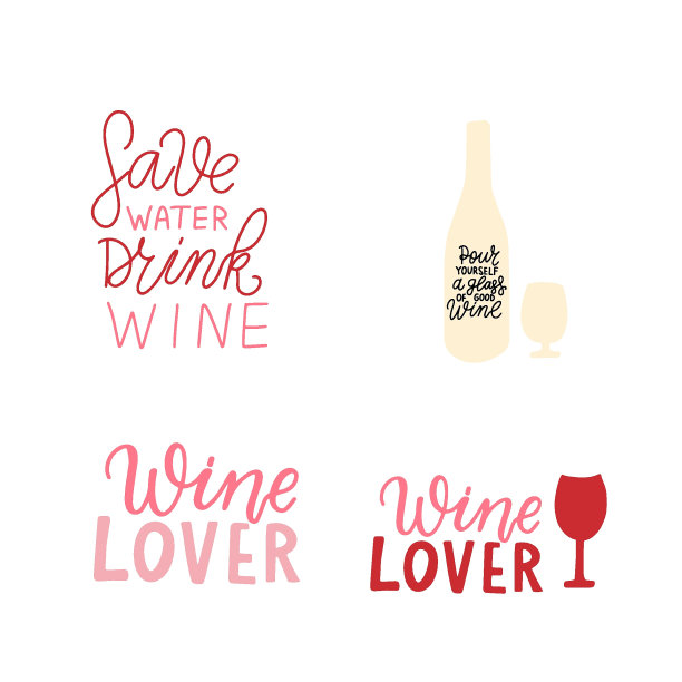 节约用水喝葡萄酒。葡萄酒o时钟。手刻字酒爱好者语录集。香槟的短语。短语贺卡，s thirt，标签，海报，菜单饮料图片下载