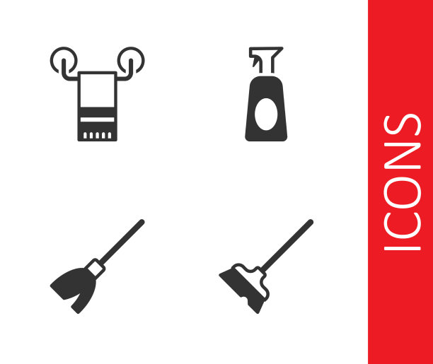 将拖把毛巾放在衣架、扫帚上图片下载