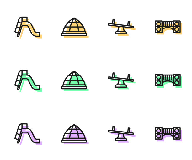 设置线跷跷板滑梯操场操场图片下载