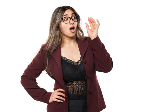 表情震惊的印度女商人，在白色图片下载