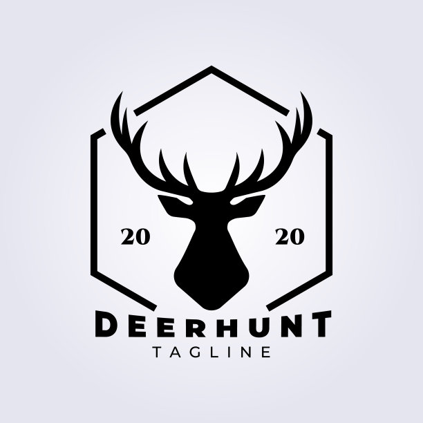 鹿狩猎符号矢量插图设计，猎人图标，鹿头猎人符号图片下载