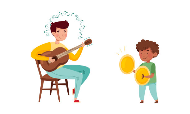 可爱的孩子玩音乐设置女孩表演图片下载