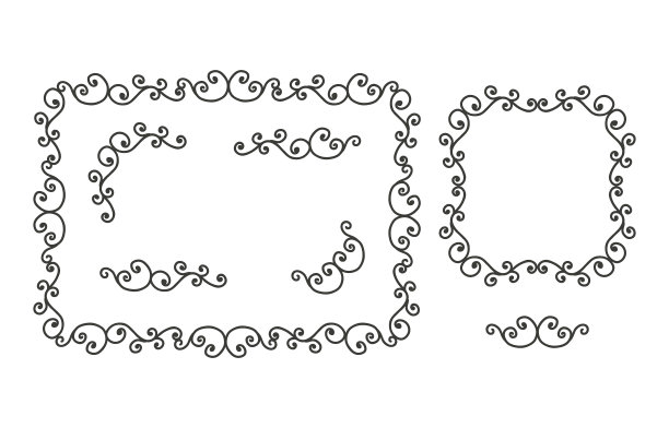 矢量集手绘图形元素，分割和饰品的页面装饰和框架设计图片下载