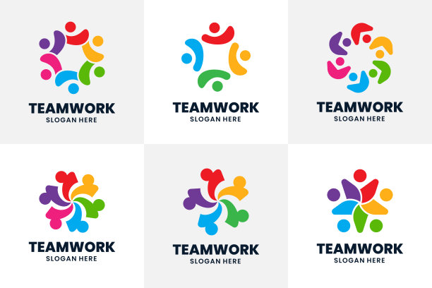 团队Logo模板设计。创意社会人标志。共同、伙伴、友谊、团结、家庭等概念。图片下载