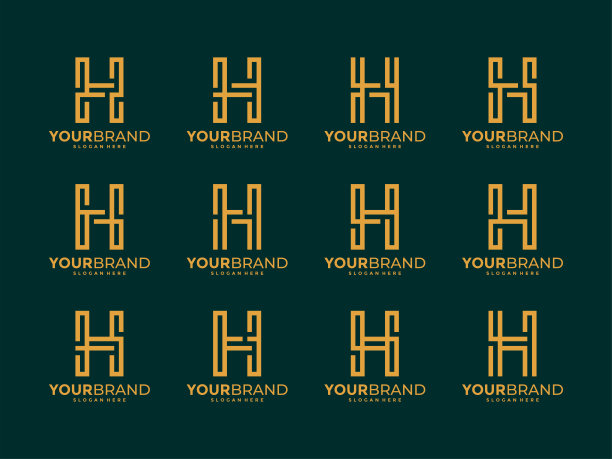 一套抽象字母H设计图片下载