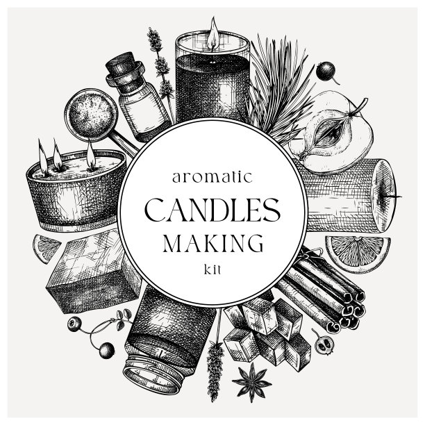 手绘蜡烛制作卡设计复古图片下载