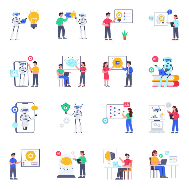 机器学习平面插图包图片下载