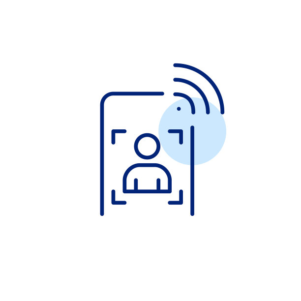 人脸识别技术作为个人资料授权。像素完美，可编辑的笔画线艺术图标图片下载