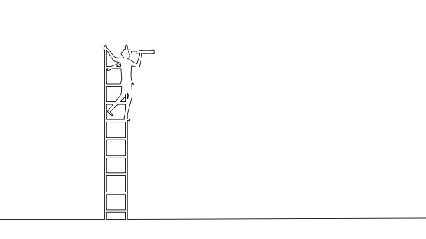 展望和预测未来。望远镜上楼梯。业务概念向量图片下载