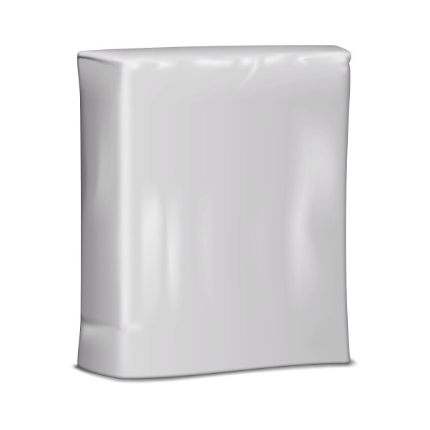 空白袋包装矢量模型。折叠真空袋隔离在白色背景模型。模板设计图片下载