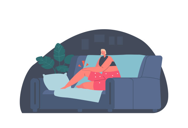 不快乐的女人穿着睡衣坐在沙发上感觉图片下载