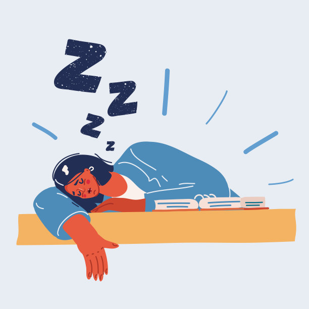 学习与教育理念的矢量插图。学生睡在课桌上学习，上课时读书。图片下载