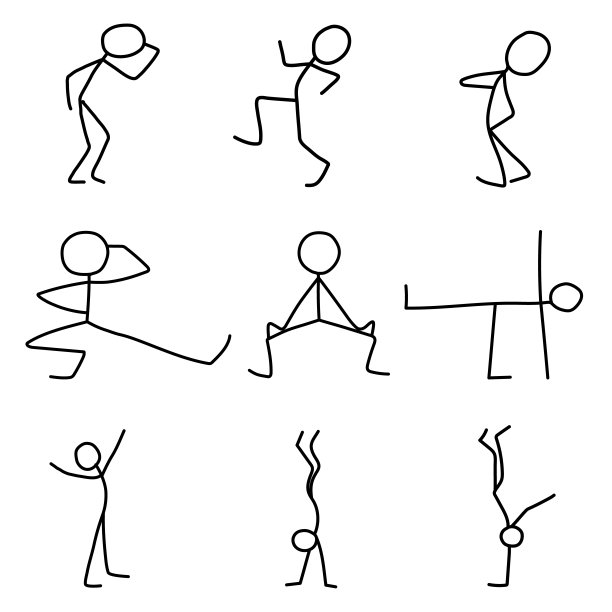 卡通图标集素描小人在可爱的微型场景。图片下载