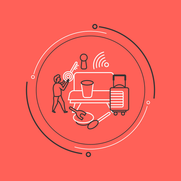 酒店服务及设施细线图解图片下载