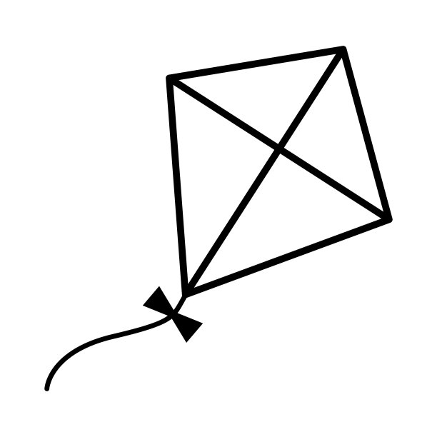 风筝图标，户外爱好活动符号，风空中游戏矢量插图图片下载