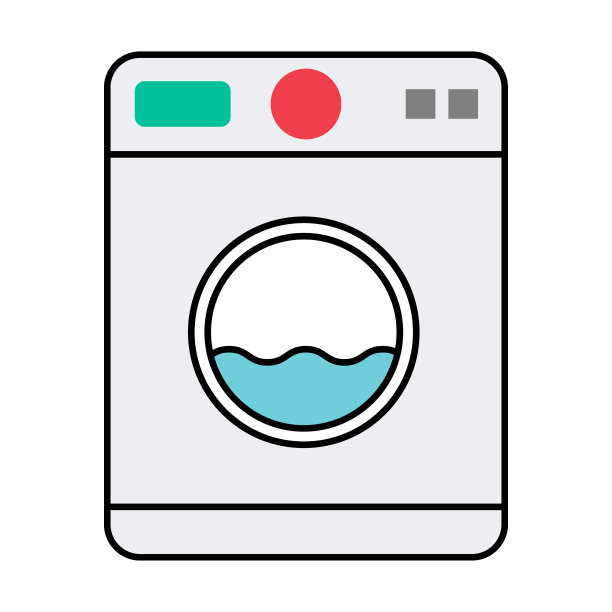 洗衣机设备，电动洗衣机洗衣图标，洗衣符号衣服，矢量插图背景图片下载