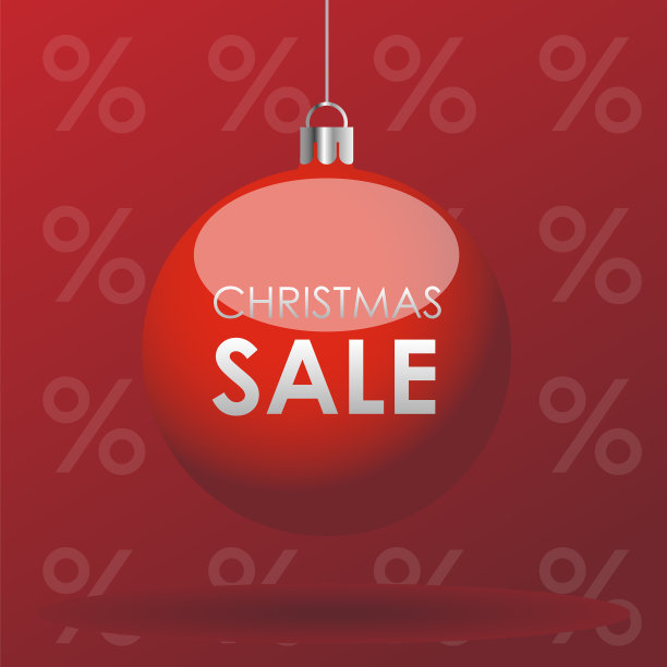 红色圣诞球与文字圣诞销售图片下载