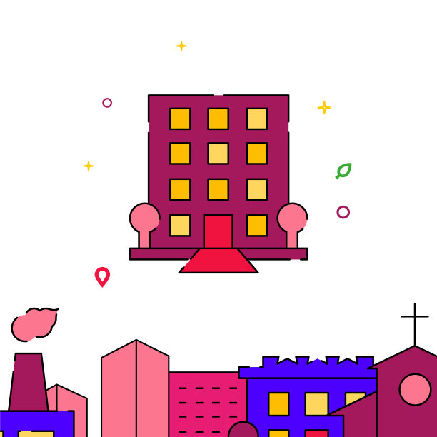 豪华的房子酒店公寓填充线图标图片下载