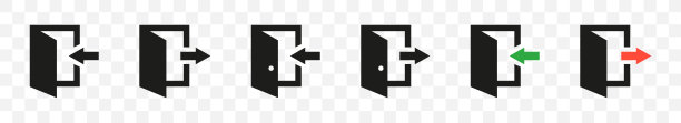 出口和入口图标。矢量插图。登录注销图标。图片下载