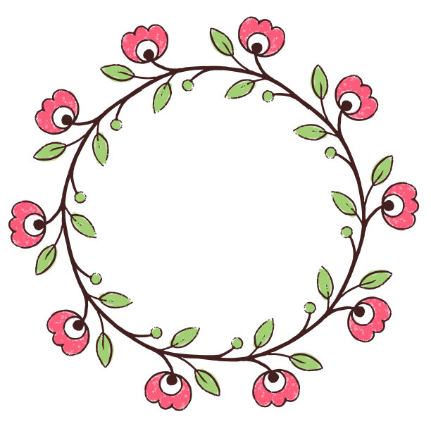 矢量图案设计在风格的乌克兰民间传统刺绣。手绘圆框与花卉元素和树叶图片下载