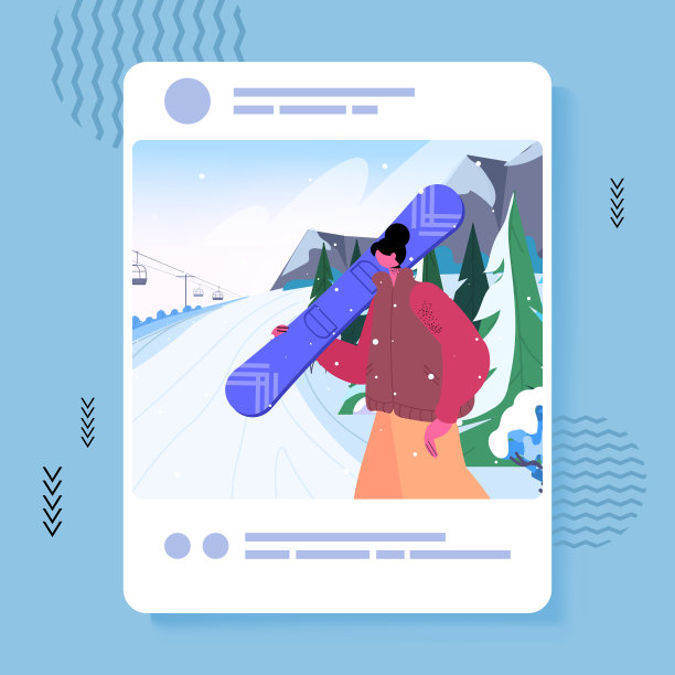 女子博主单板滑雪和分享照片在图片下载