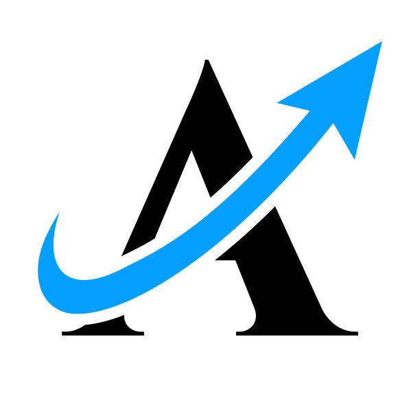 字母A金融标志设计矢量模板。金融增长箭头符号图片下载