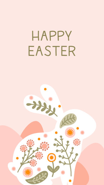 社交媒体模板剪影节日复活节彩蛋，兔子和鲜花在温和的柔和的颜色。插图复活节野兔和鸡蛋在平坦的风格与空间为您的文本。向量图片下载