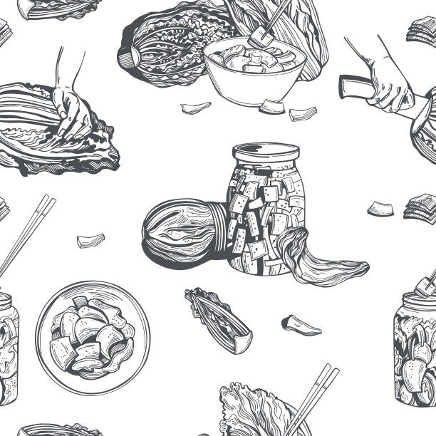 泡菜。韩国菜。矢量模式图片下载